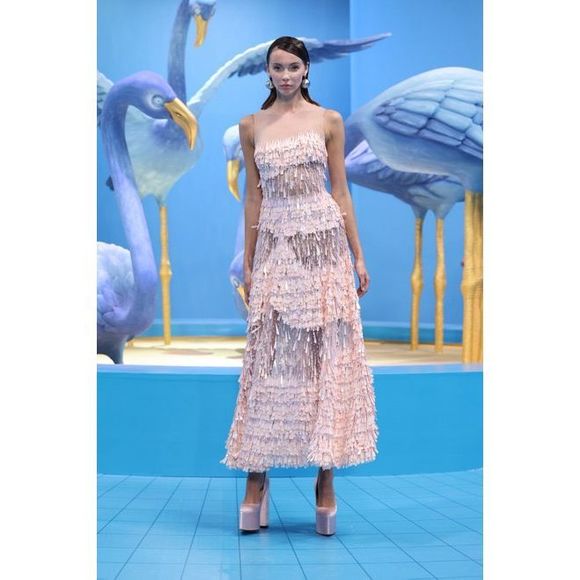 GEORGES HOBEIKA Beaded Tulle Illusion Dress - Picture 1 of 12